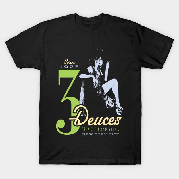 3 Deuces Jazz Club T-Shirt by MindsparkCreative